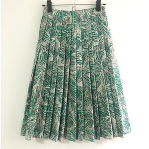 Palm Printed Pleated Midi Skirt